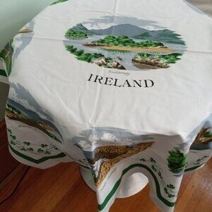 Small Souvenir Tablecloth from Killarney Ireland Cocktail Square Linen Vintage